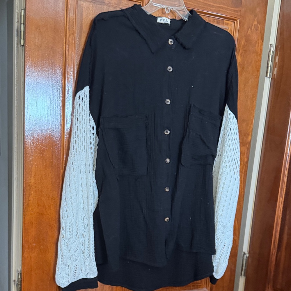POL Black Shirt with White Accents
